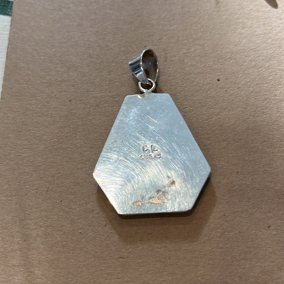 Sterling Inlaid Opal Large Pendant - Picture 3 of 5